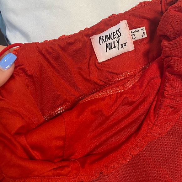 PRINCESS POLLY PENNEY RED MINI DRESS SIZE 6 - Picture 3 of 4